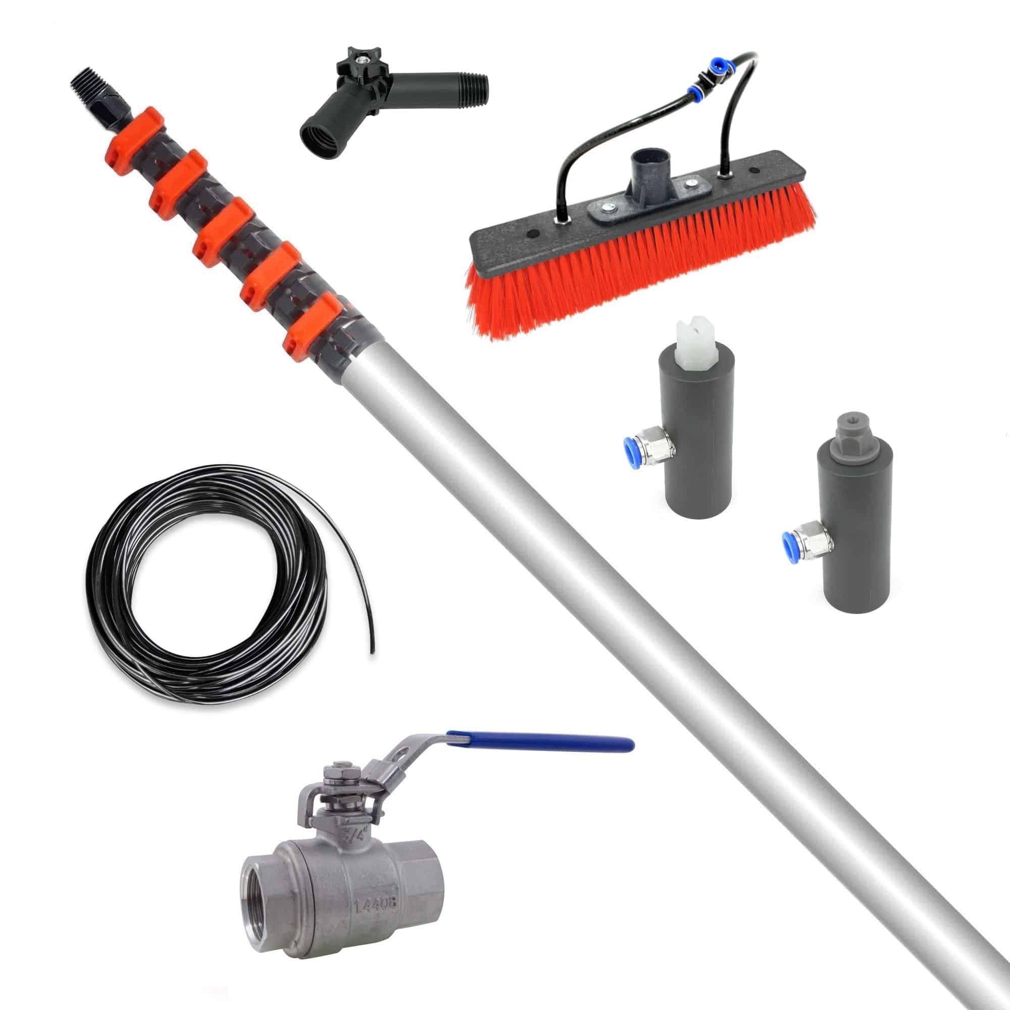 Soft Wash Extension Pole Aluminium, Spray Nozzle & Brush 30 FT - 23B